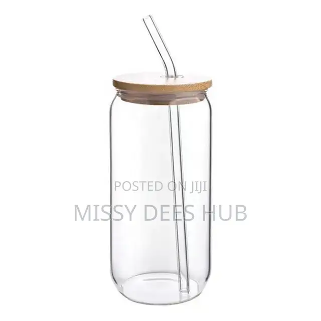 500ml Glass Cup With Glass Straw