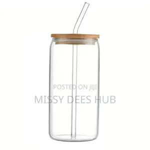 500ml Glass Cup With Glass Straw