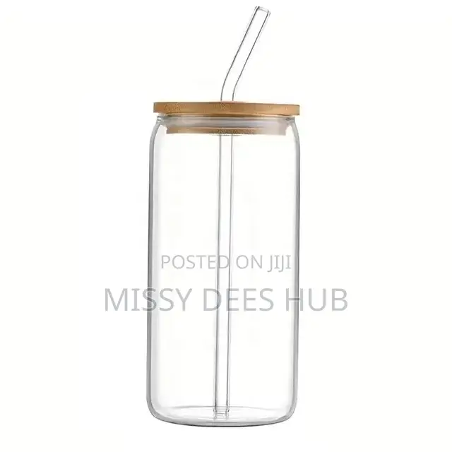 500ml Glass Cup With Glass Straw