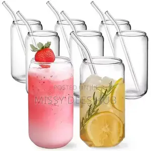 500ml Glass Cup With Glass Straw