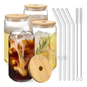 500ml Glass Cup With Glass Straw