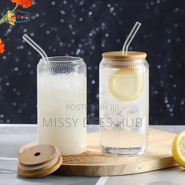 500ml Glass Cup With Glass Straw