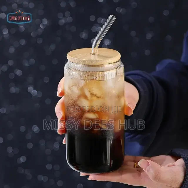500ml Glass Cup With Glass Straw