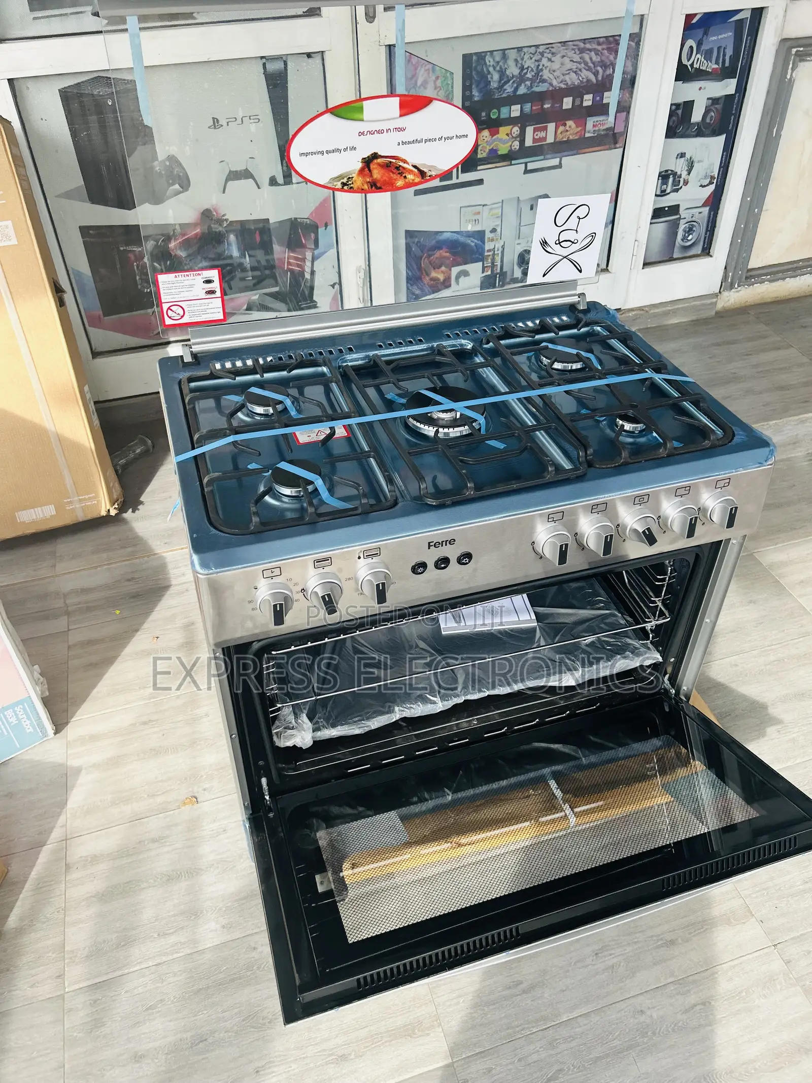 Extra Cooking With 60/90 Gas Cooker Oven 5burner Sliver