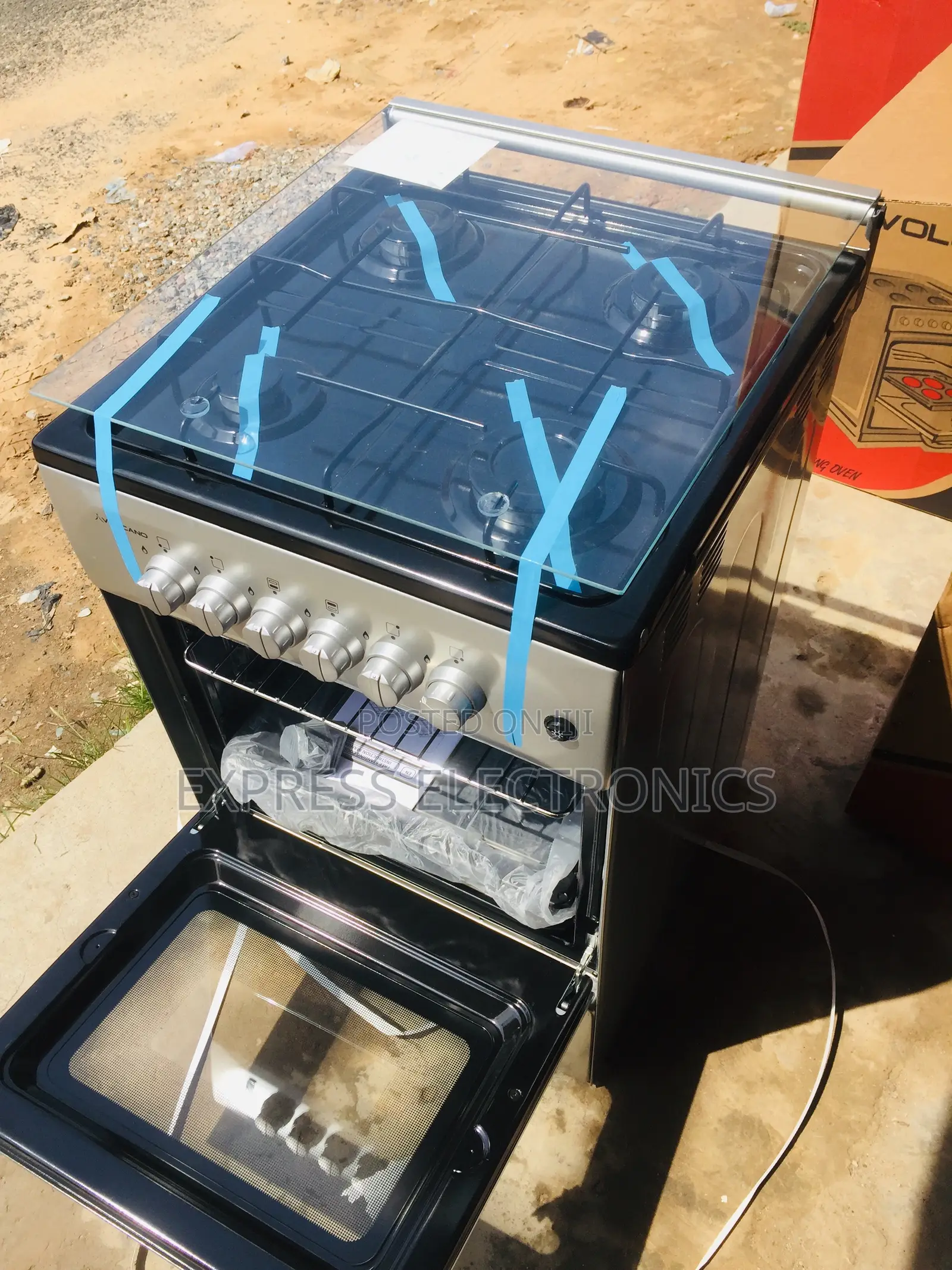 Shine Sliver Volcano Gas Cooker. Oven 4burner 50/50