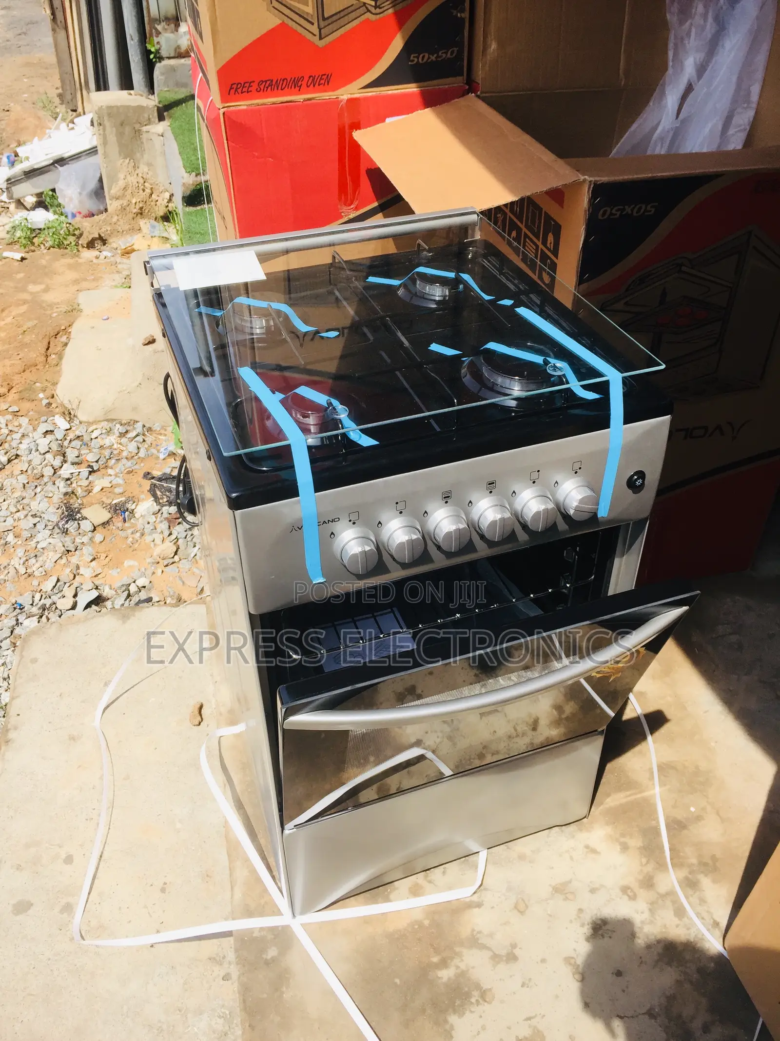 4burner Gas Cooker Oven Grill 50/50 Volcano Sliver