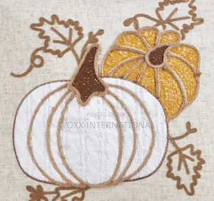Appliqué Knit Pumpkin Poly Filled Throw Pillow, 16", Natural