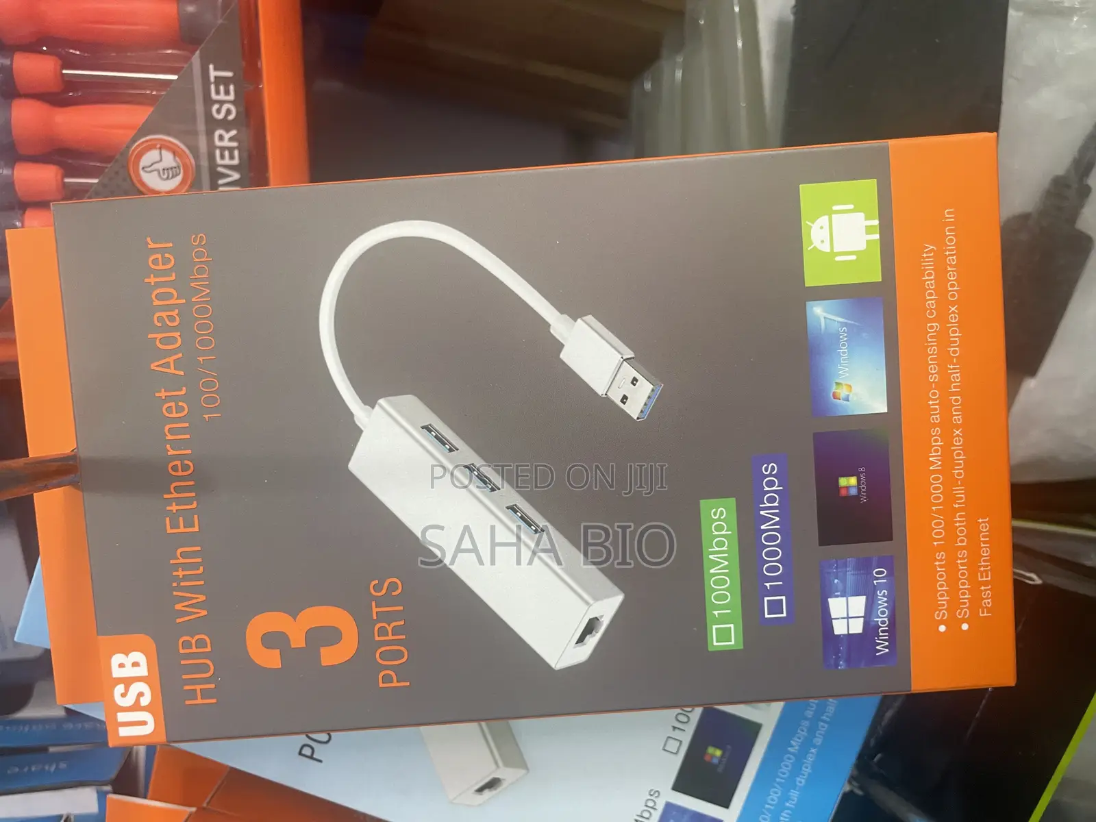 USB HUB 3port With Ethernet RJ45 Adapter
