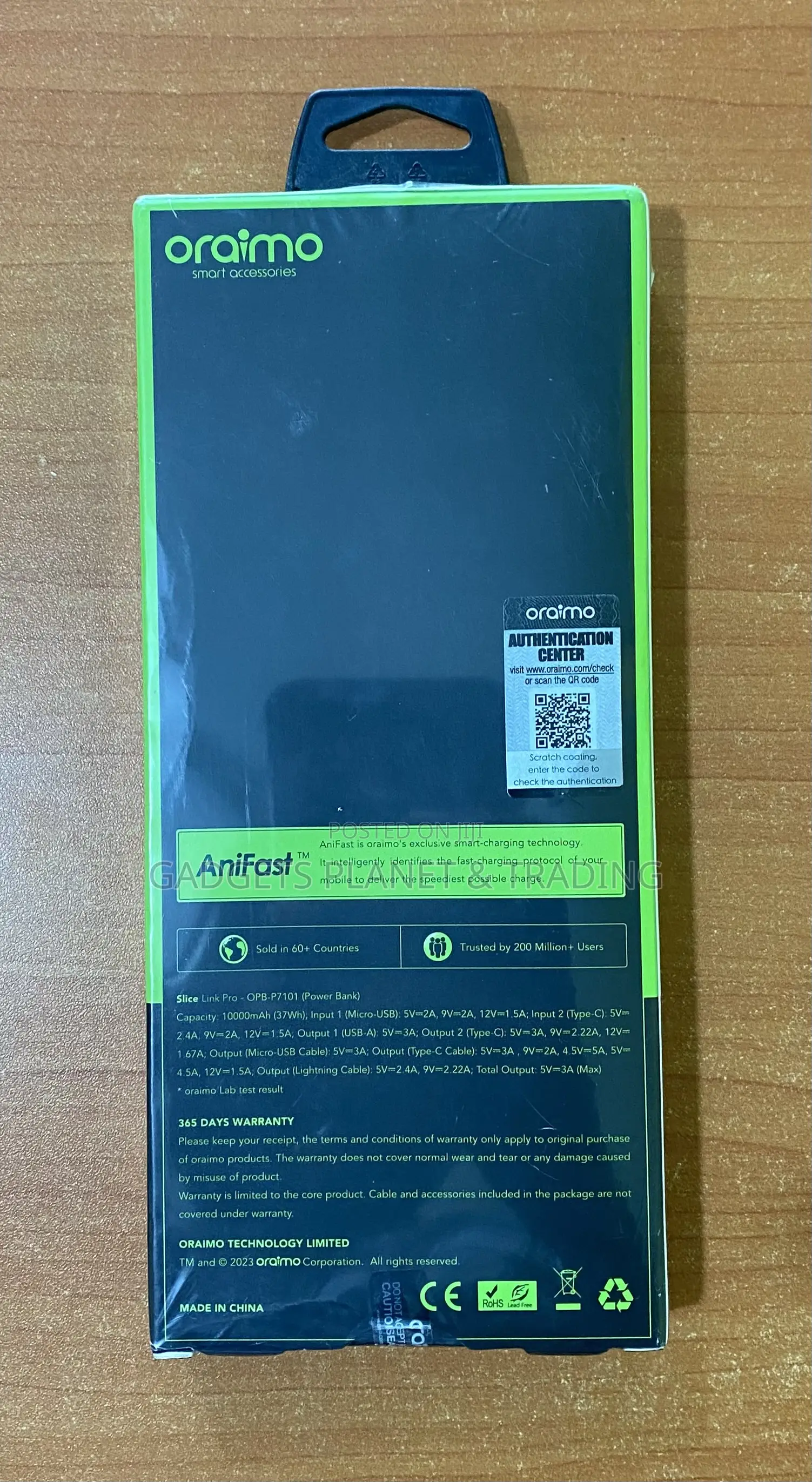 Oraimo Slice Link Pro 10,000mah 22.5W Max Fast Power Bank