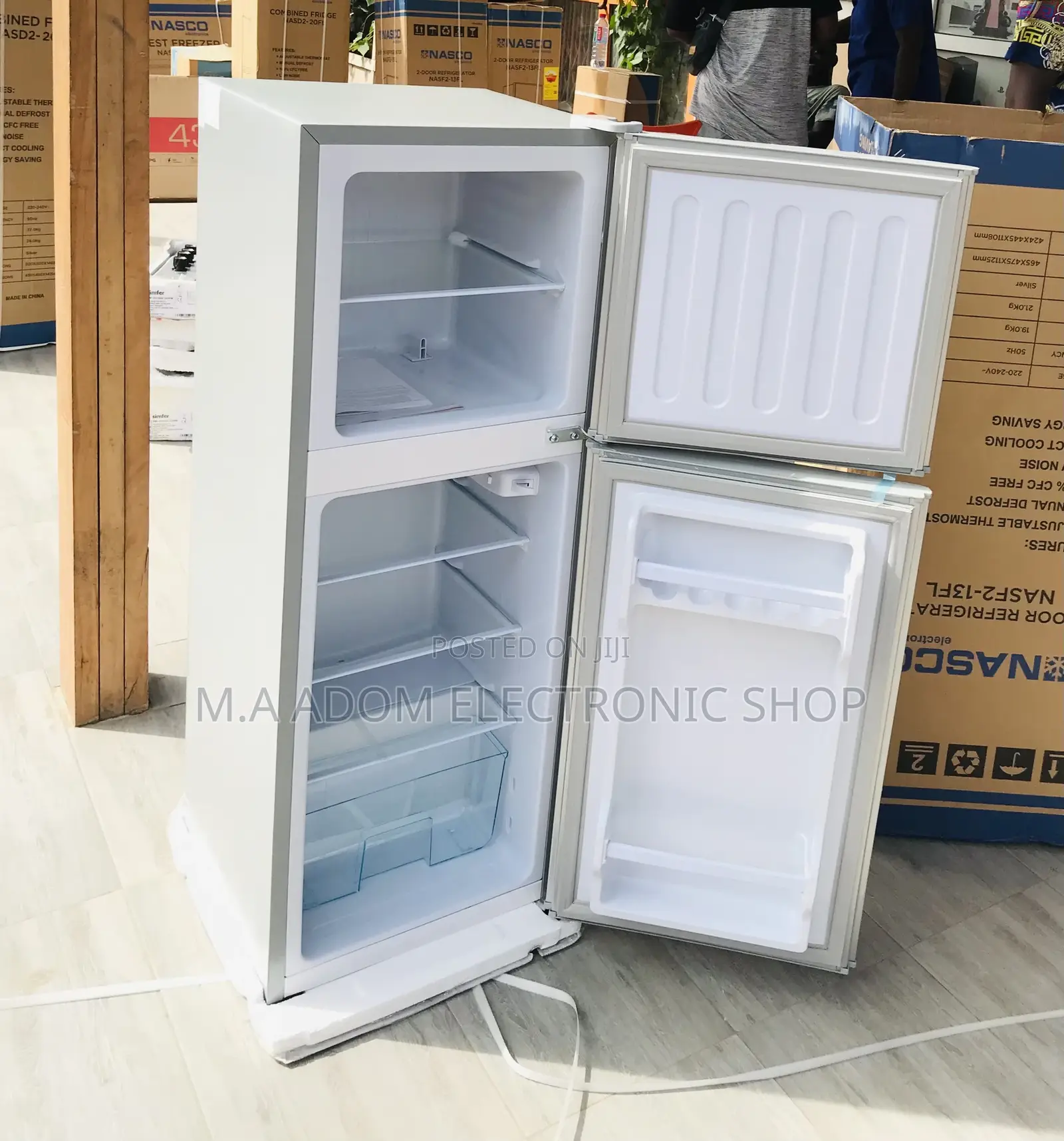 Durable Nasco Nas2-13fl Double Door Refrigerator(Gray).