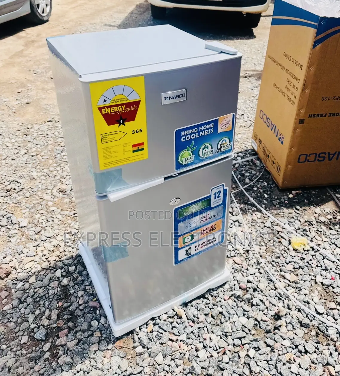 Nas-120fl Double Door Fridge Nasco Grey Color.