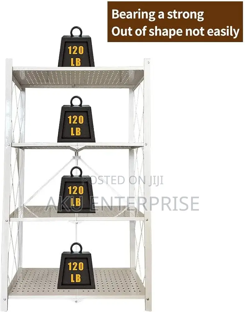 4-Tier Foldable Storage Shelves With Caster Wheels - White