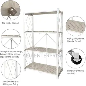 4-Tier Foldable Storage Shelves With Caster Wheels - White