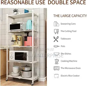 5-Tier Foldable Storage Shelves With Caster Wheels - White