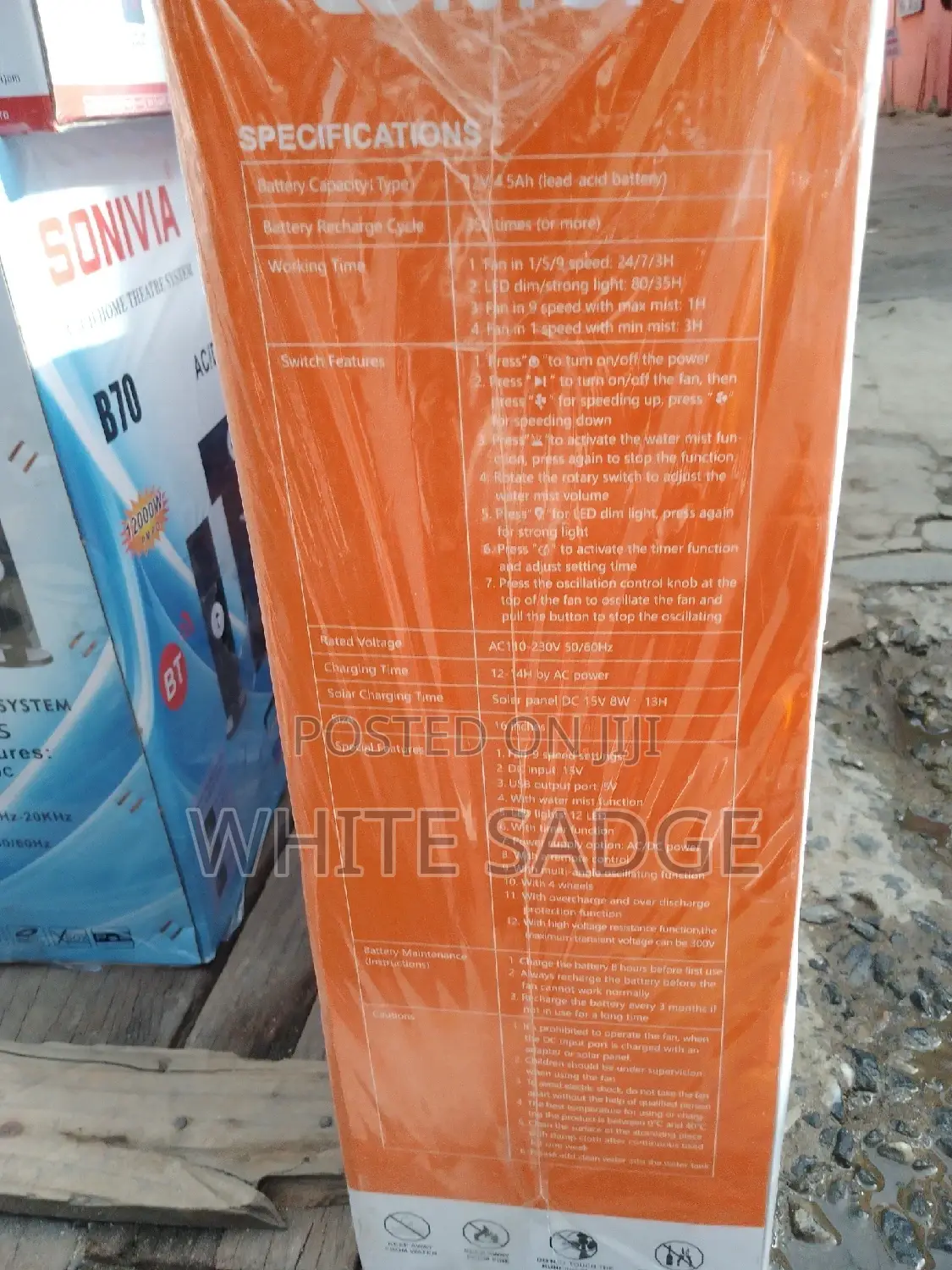 16" Rechargeable Water Mist Fan