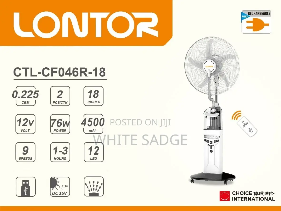 Water Mist Rechargeable Fan