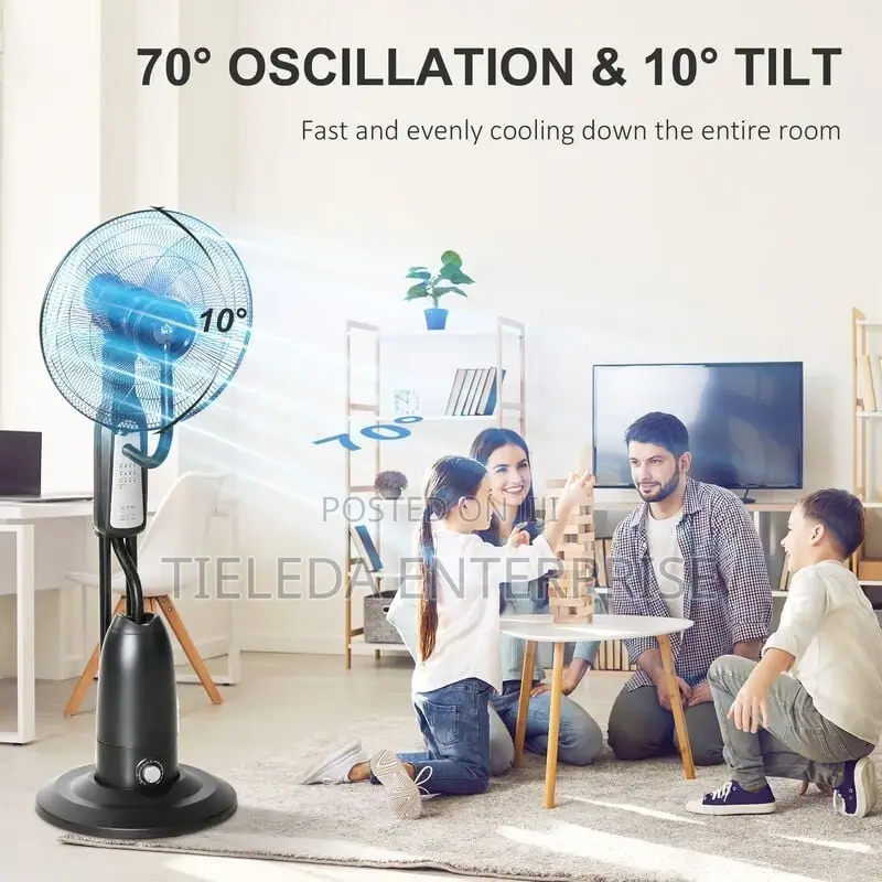 16" Water Mist Rechargeable Floor Fan With Remote Control
