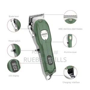 Green Metal Body Wmark Professional Cordless Hair Clipper