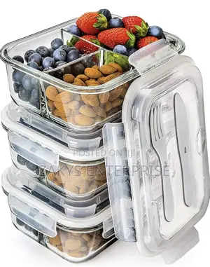 3 Compartment Glass Storage/Lunch Bowl