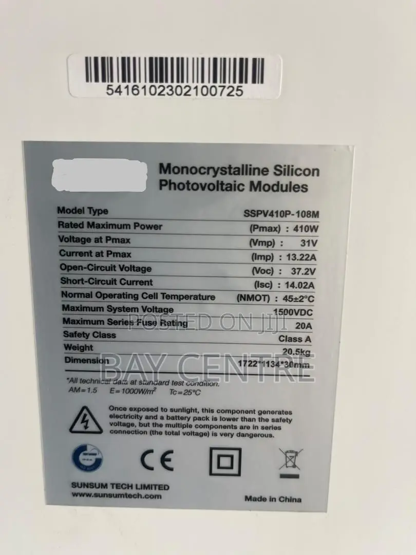 *410 Watts* Monocrystalline Solar Panel