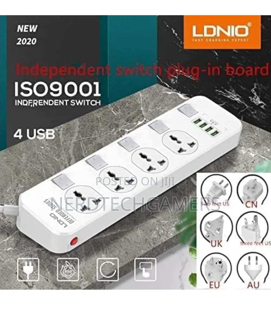 LDNIO 4 USB Power Strip With 5 Sockets Power Socket 10A,
