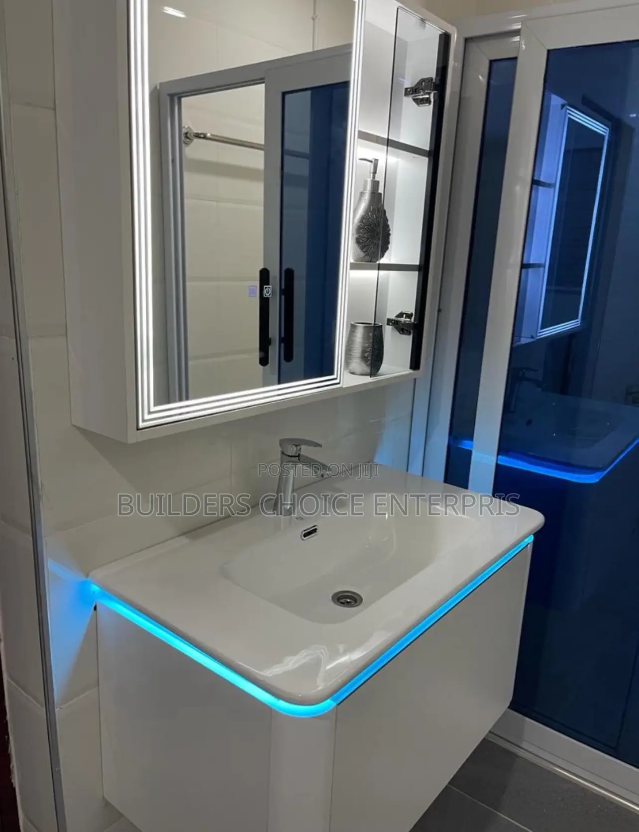 Cabinet Basin_with Inbuilt Led Mirror (White)