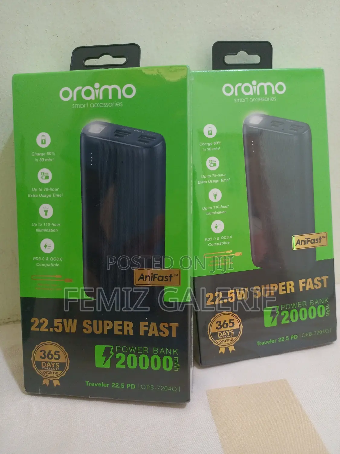 Oraimo Traveler 22.5 PD 20000mah 22.5W Power Bank