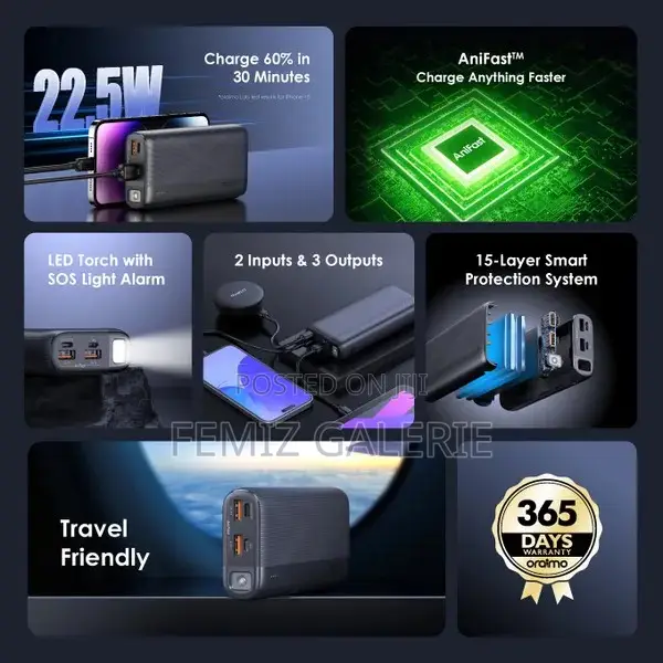 Oraimo Traveler 22.5 PD 20000mah 22.5W Power Bank