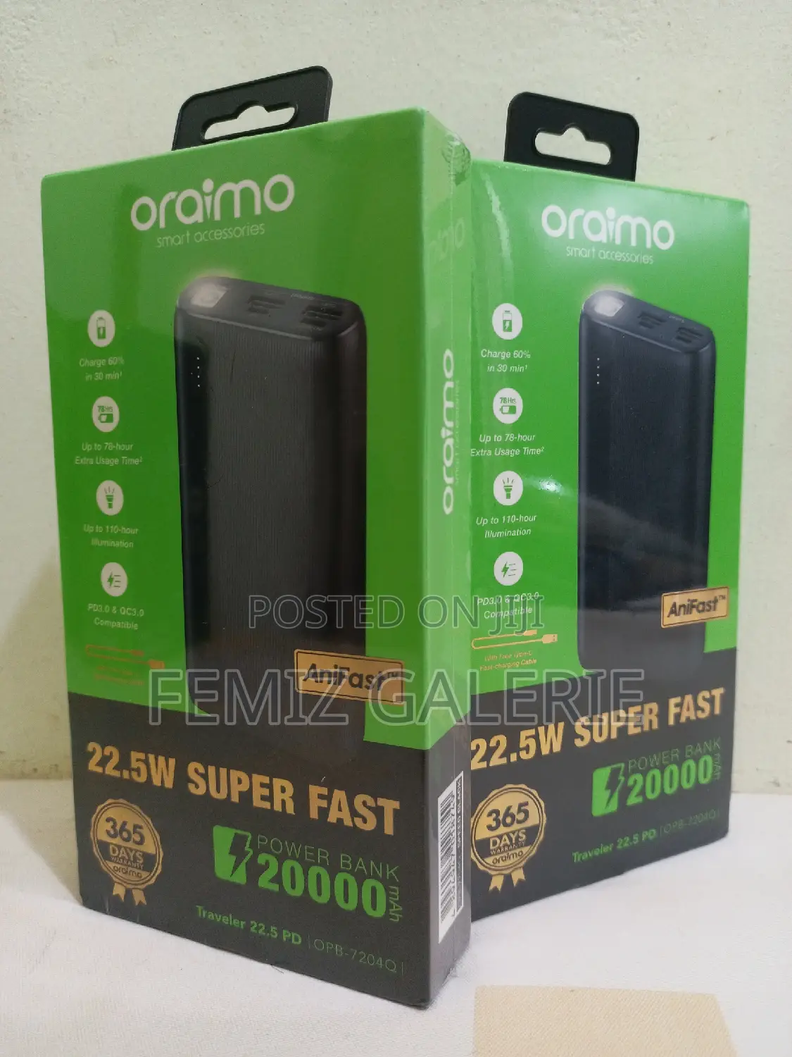 Oraimo Traveler 22.5 PD 20000mah 22.5W Power Bank