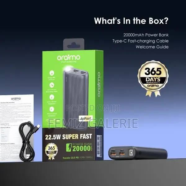 Oraimo Traveler 22.5 PD 20000mah 22.5W Power Bank