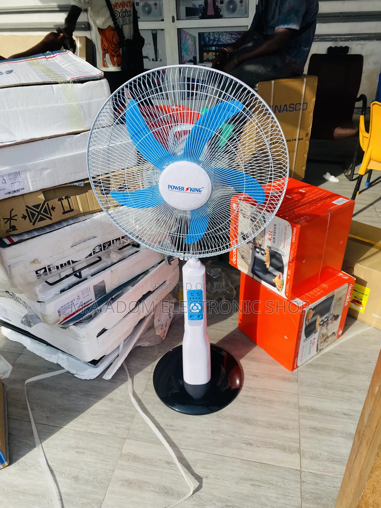 Purchase Power King Rechargeable Electric Standing Fan.