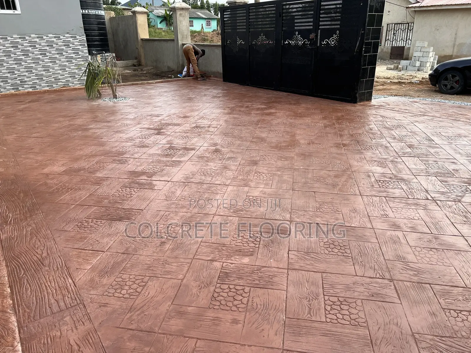 Brown Coloured Stamped Concrete