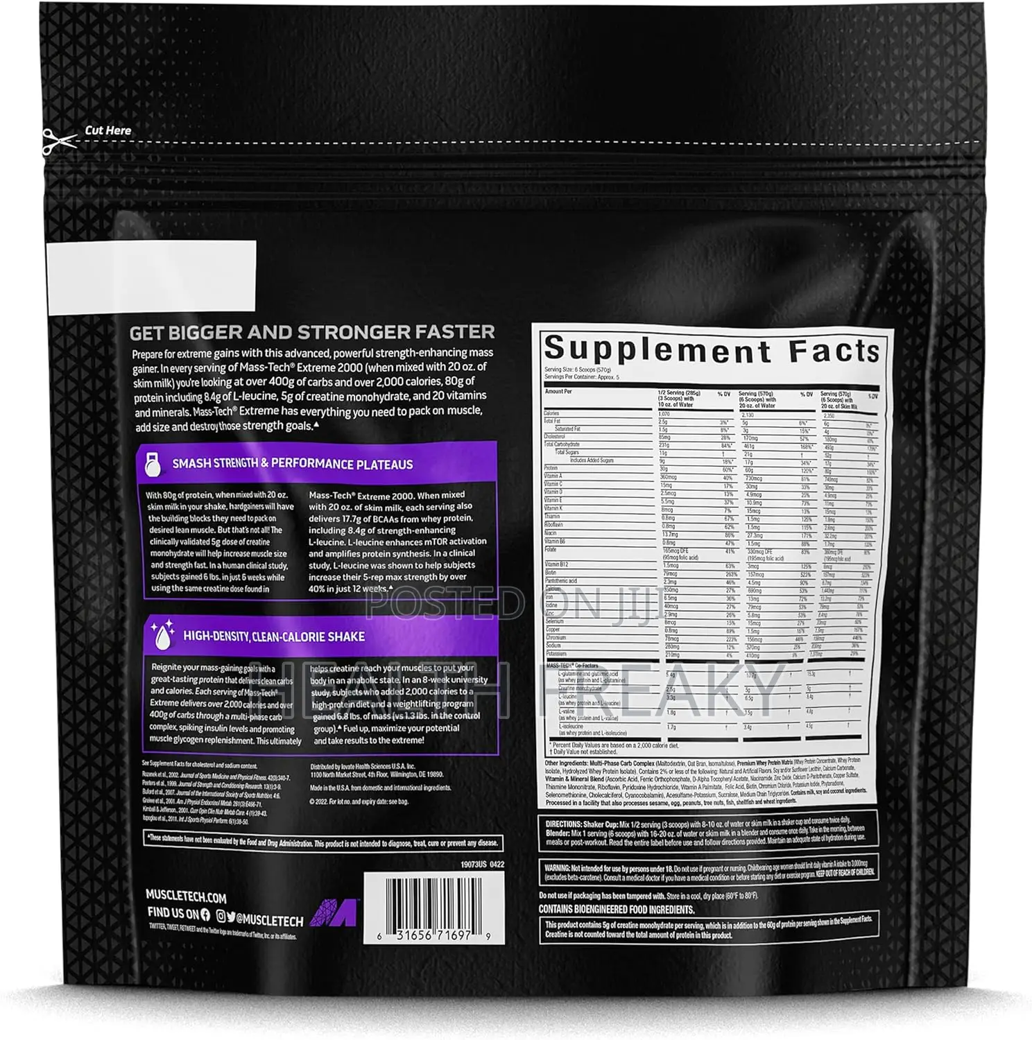 Masstech Extreme 2000 Mass Gainer Weight Gainer Bulk Muscles