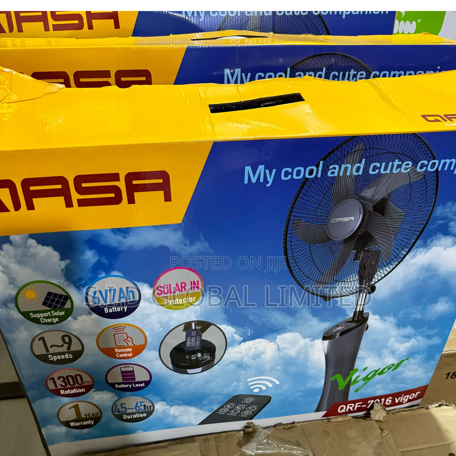 High Quality Solar Rechargeable Fan 16” Lasts12 To16hrs