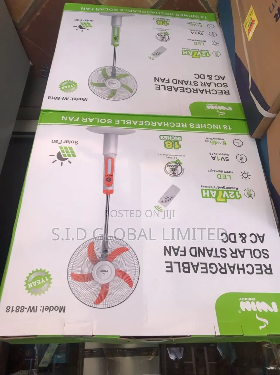 Rechargeable Solar Standing Fan With Remote Control