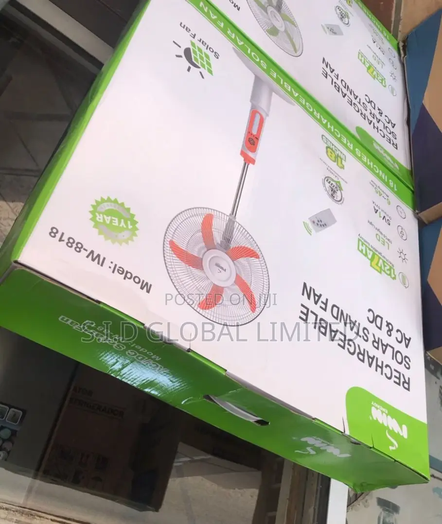 Superb Solar Rechargeable Standing Fan