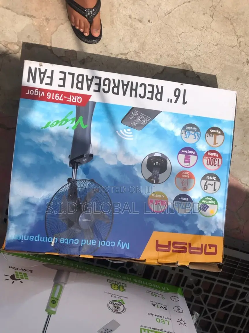 Dazzling Rechargeable Solar Standing Fan