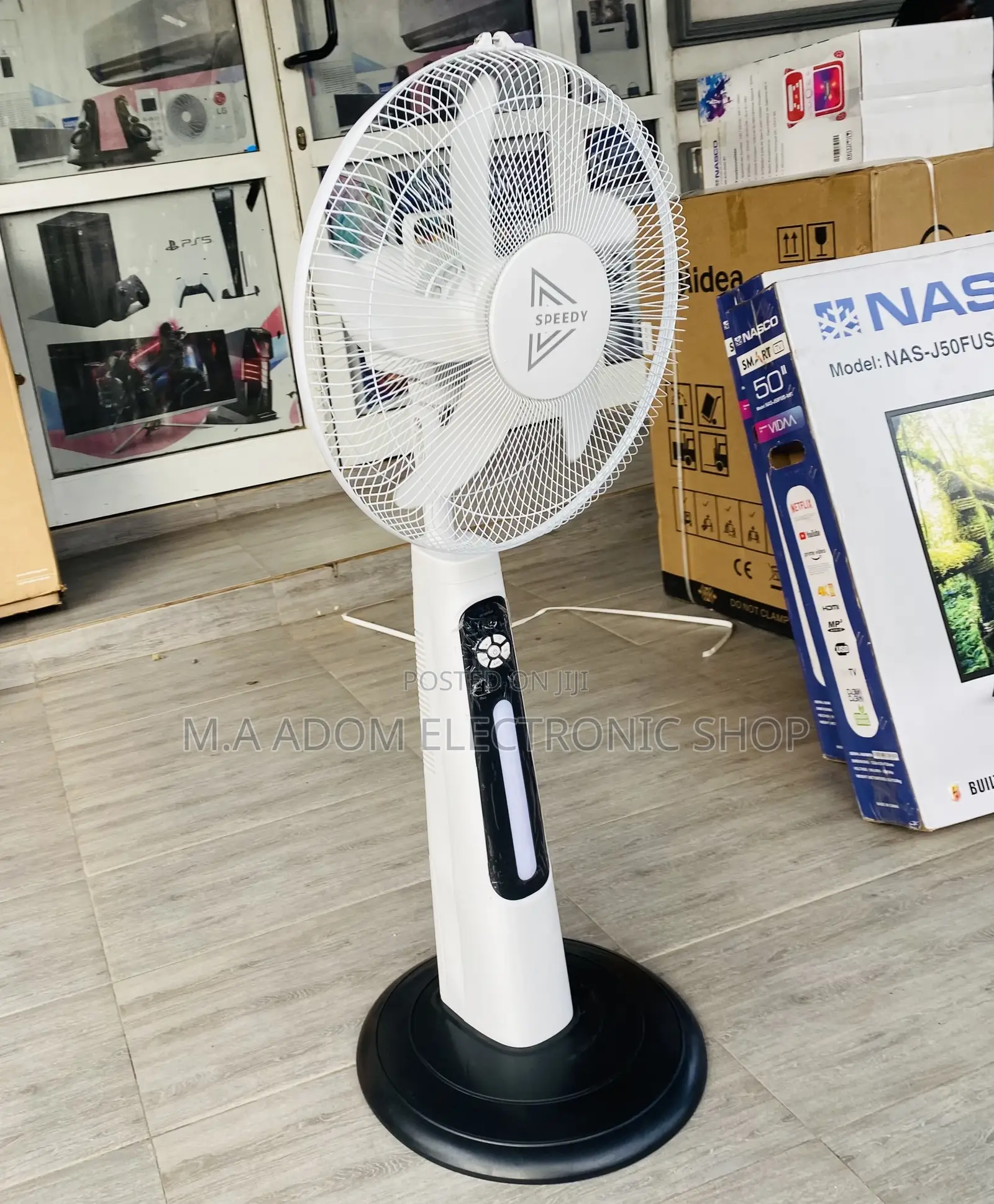 Sealed in Box Speedy Rechargeable Electric Standing Fan.