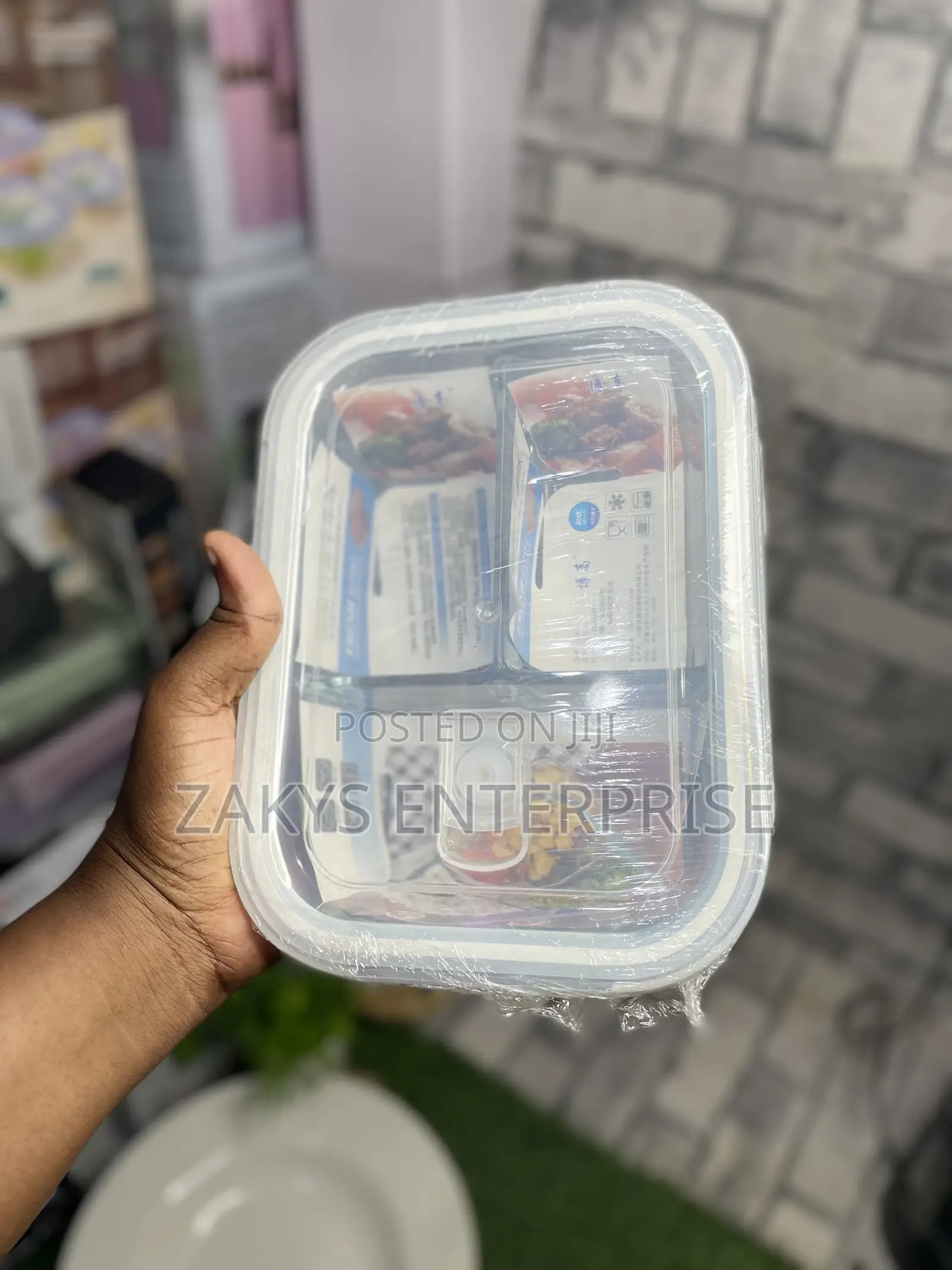Single 3 Compartment Glass Storage Bowl/ Lunch Box