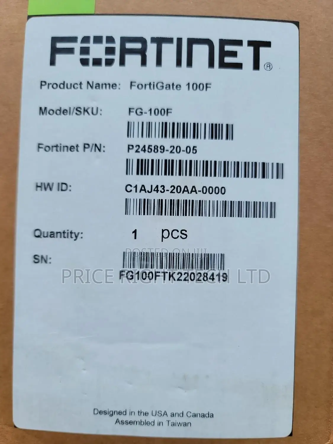 Brand New Fortinet Fortigate-100f Firewall