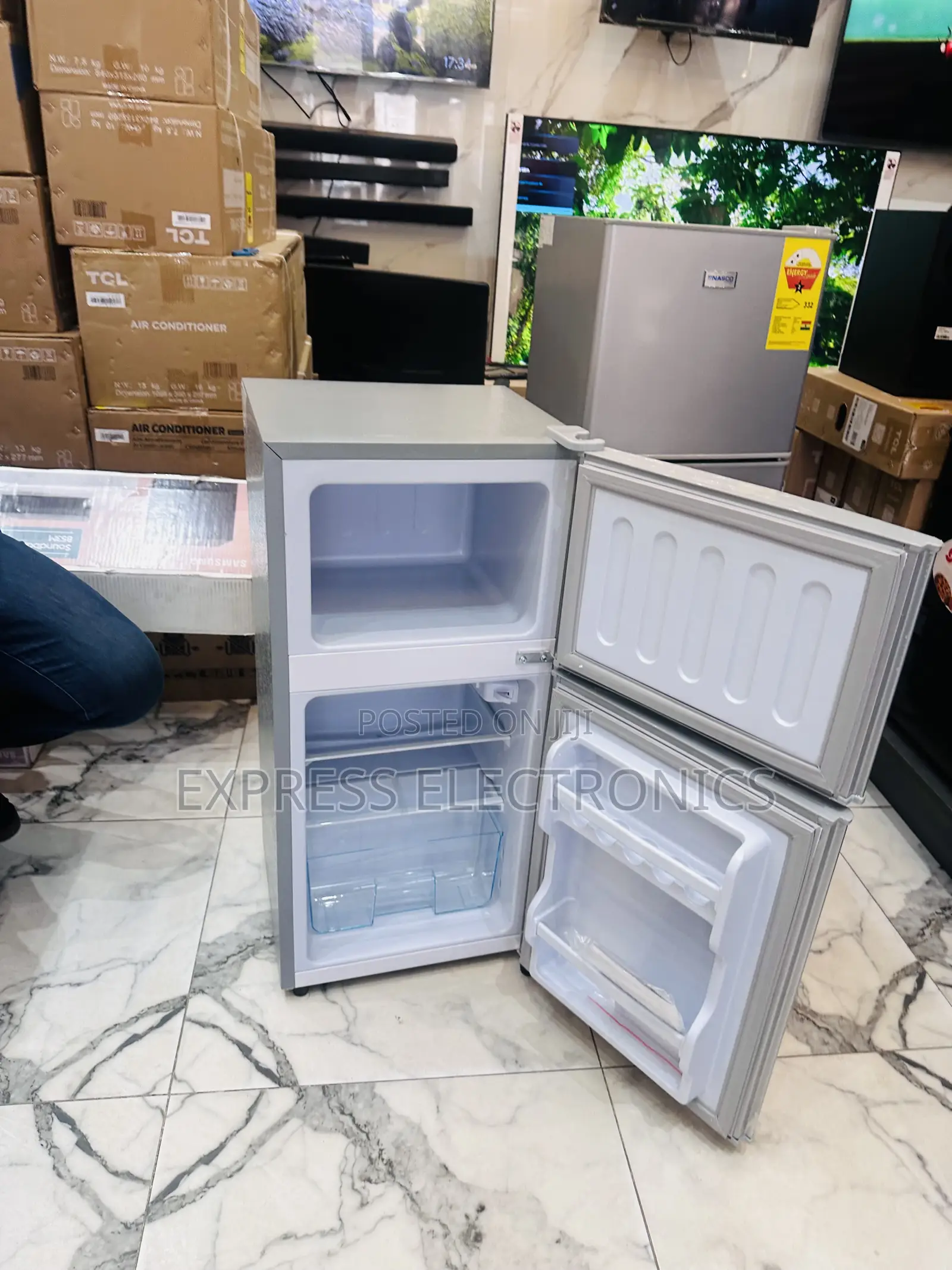 Unique Grey Fridge Double Door Mini Size Nasco Nasf2-120