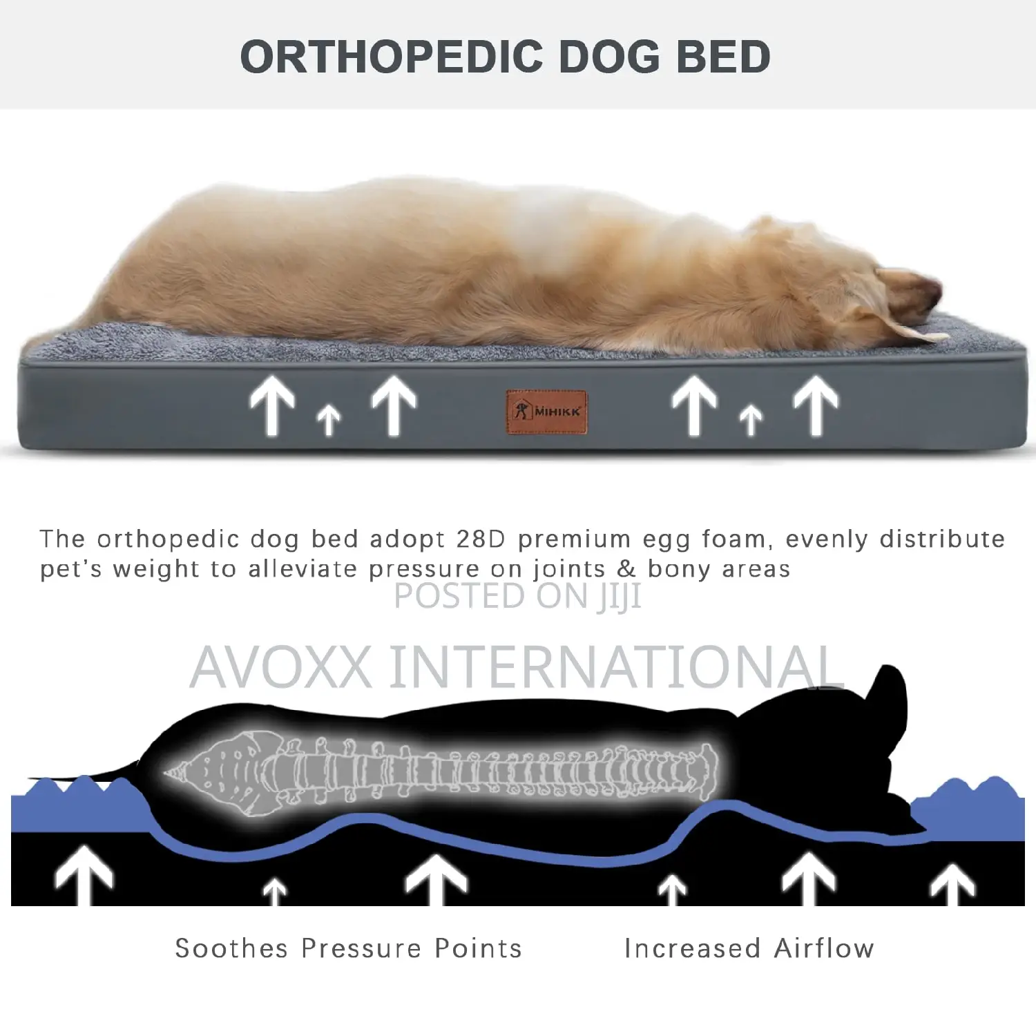 MIHIKK Waterproof Dog Bed Medium Dog Orthopedic Dog Beds