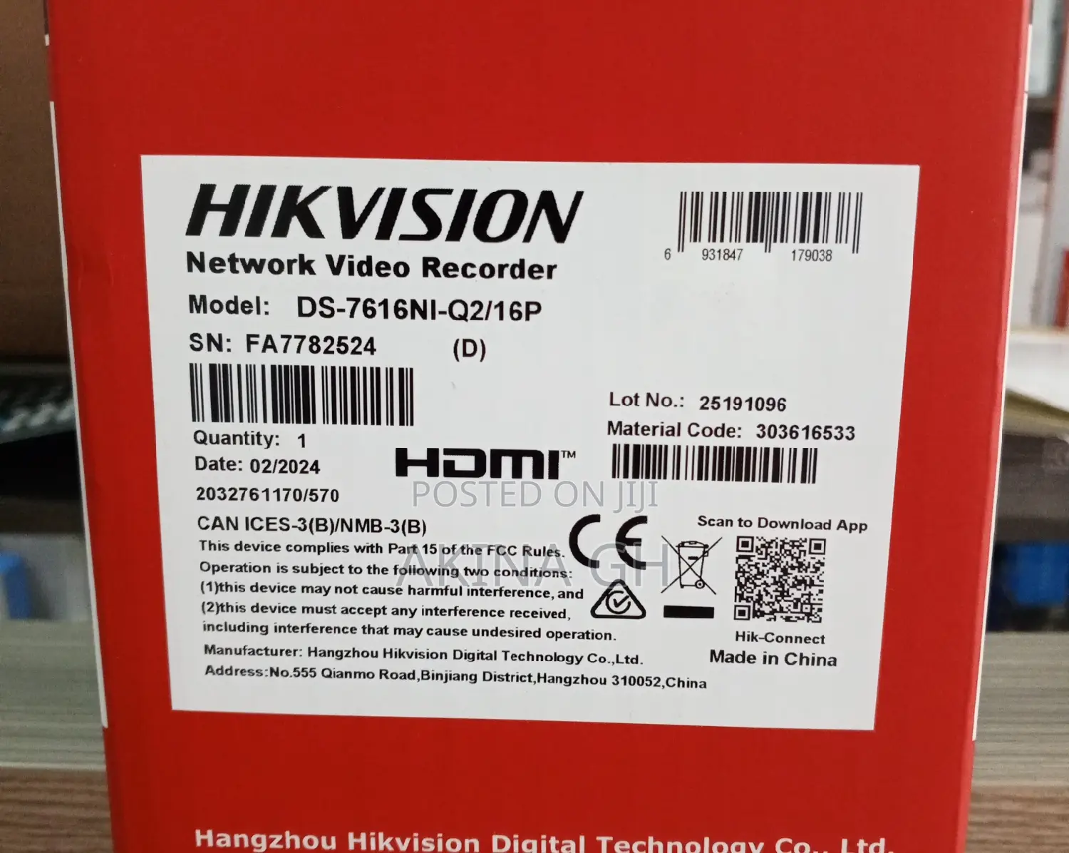 Hikvision 16ch Poe NVR Ds-7616ni-Q2/16p