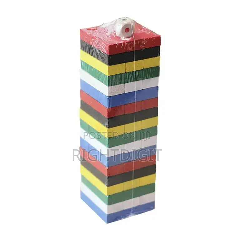 Colored Wooden Jenga With Dice