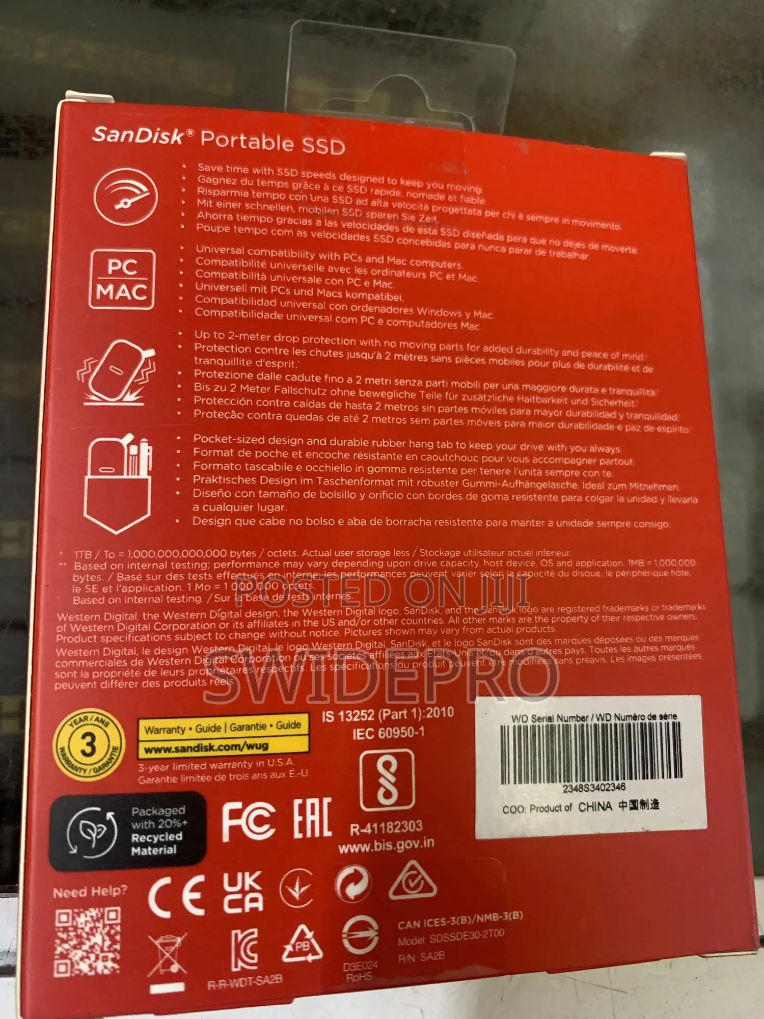 Sandisk Ssd Portable 1tb 800 Mb/S External Drive