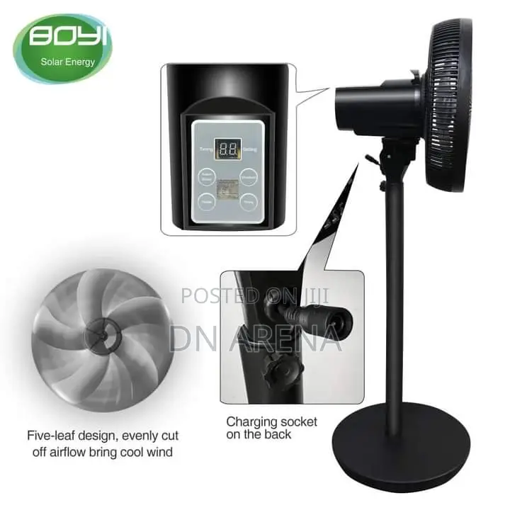 Solar Electric Powered Rechargeable Fan Indoor Outdoor