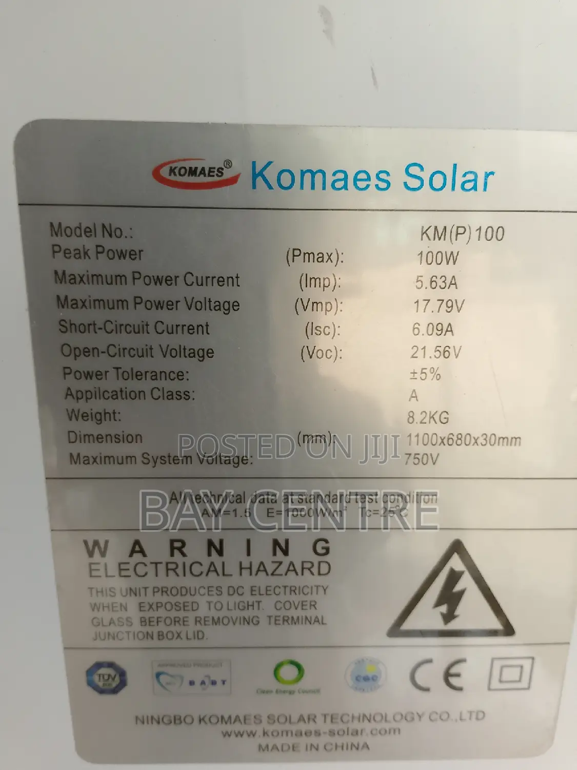 100watts MONOCRYSTALLINE Solar Panel