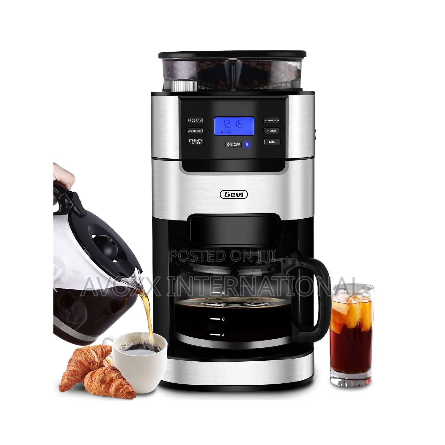 GEVI 10-Cup Programmable Grind Brew Coffee Maker GECMA025A-U