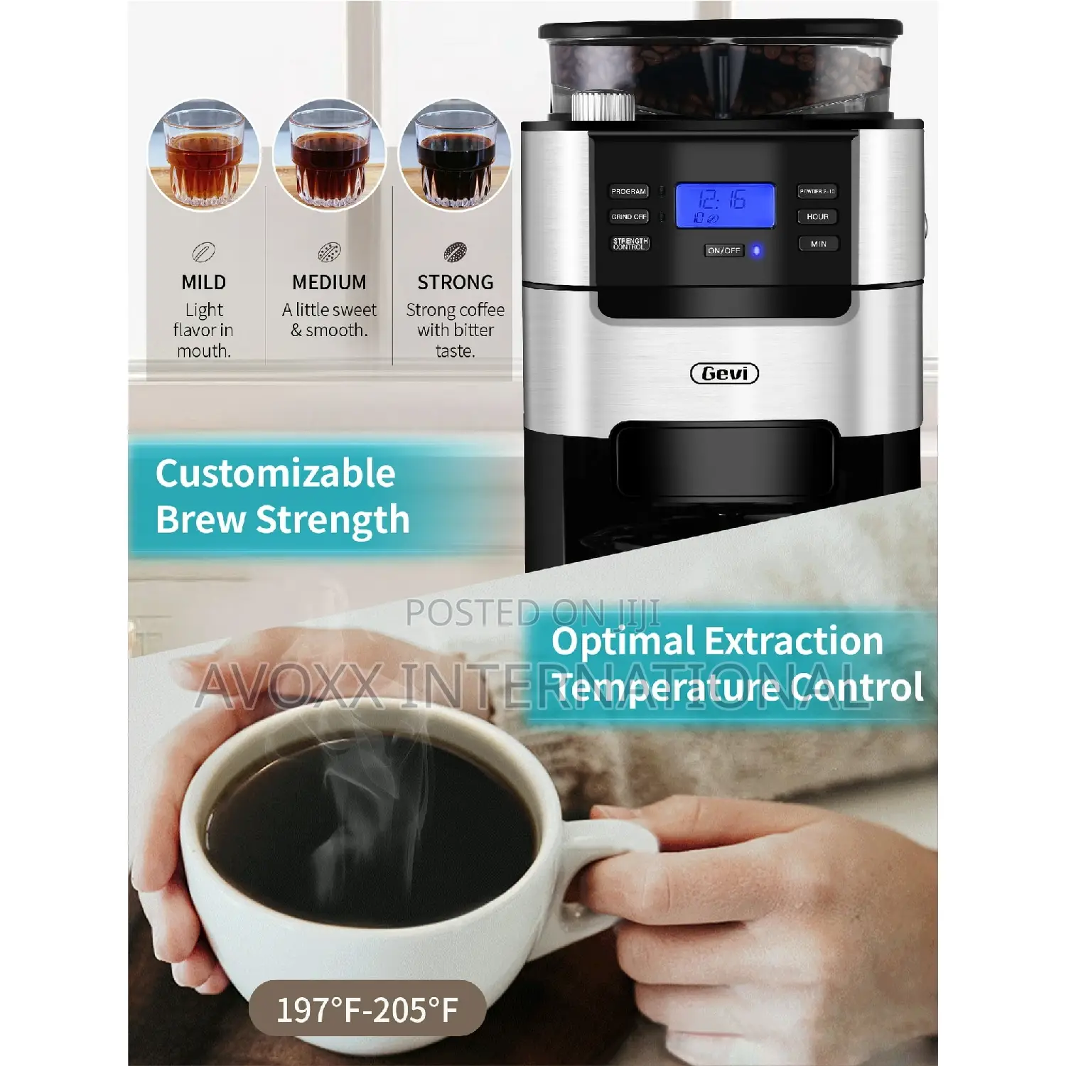 GEVI 10-Cup Programmable Grind Brew Coffee Maker GECMA025A-U