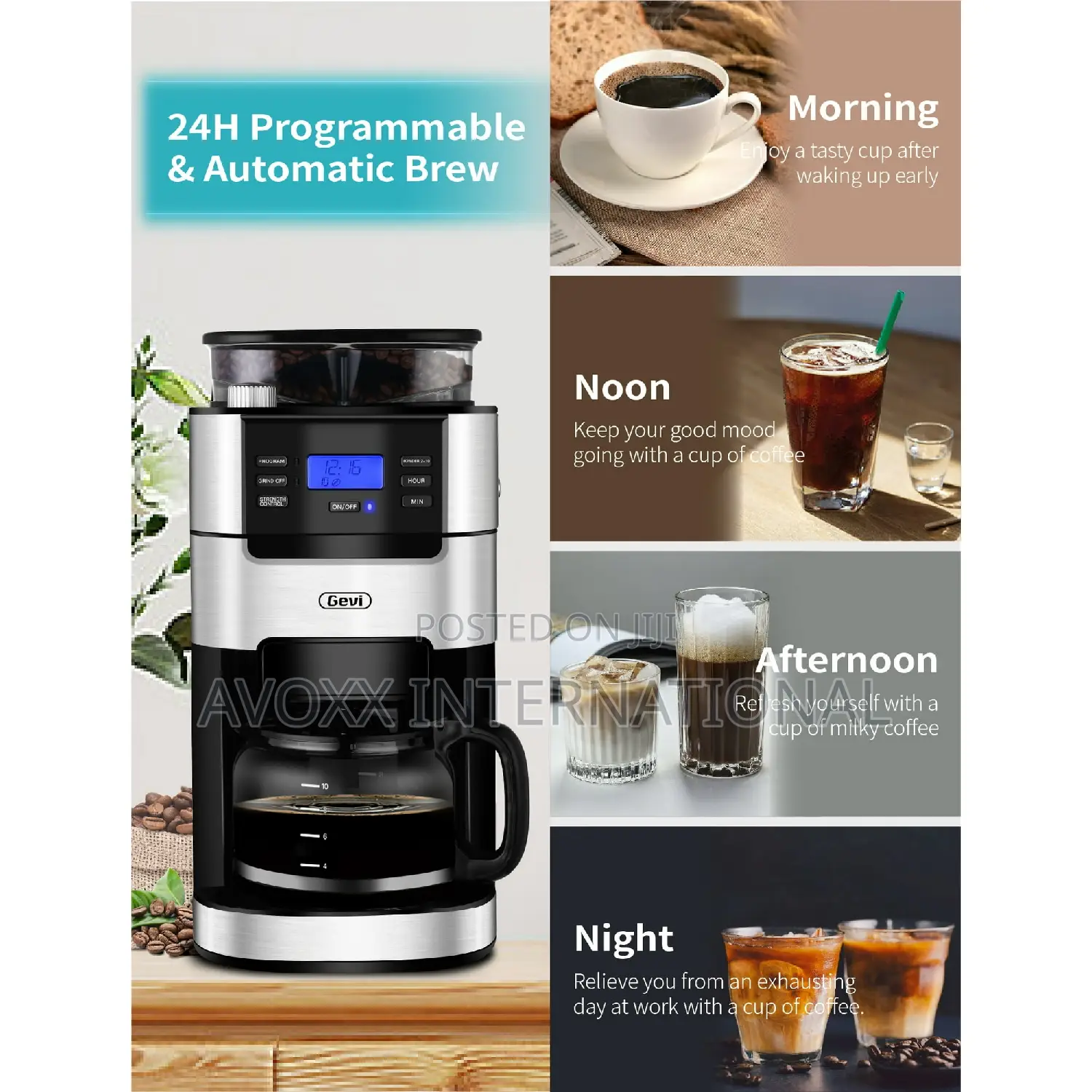 GEVI 10-Cup Programmable Grind Brew Coffee Maker GECMA025A-U